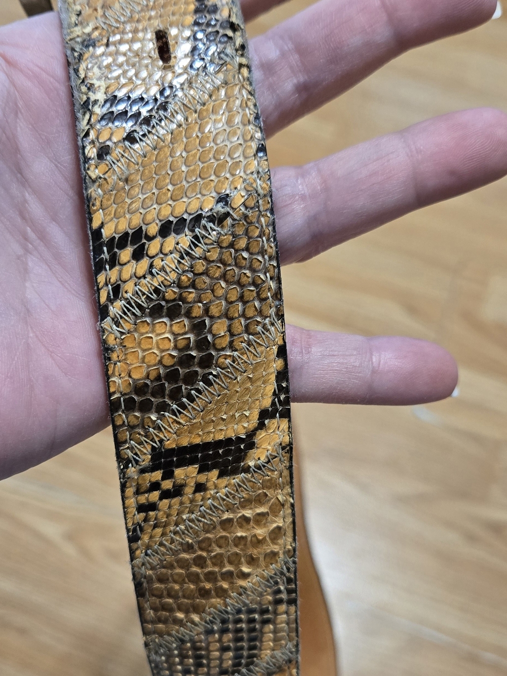 ACME Snake-Print Belt in Brown and Black Genuine Python Vintage - Picture 11 of 12